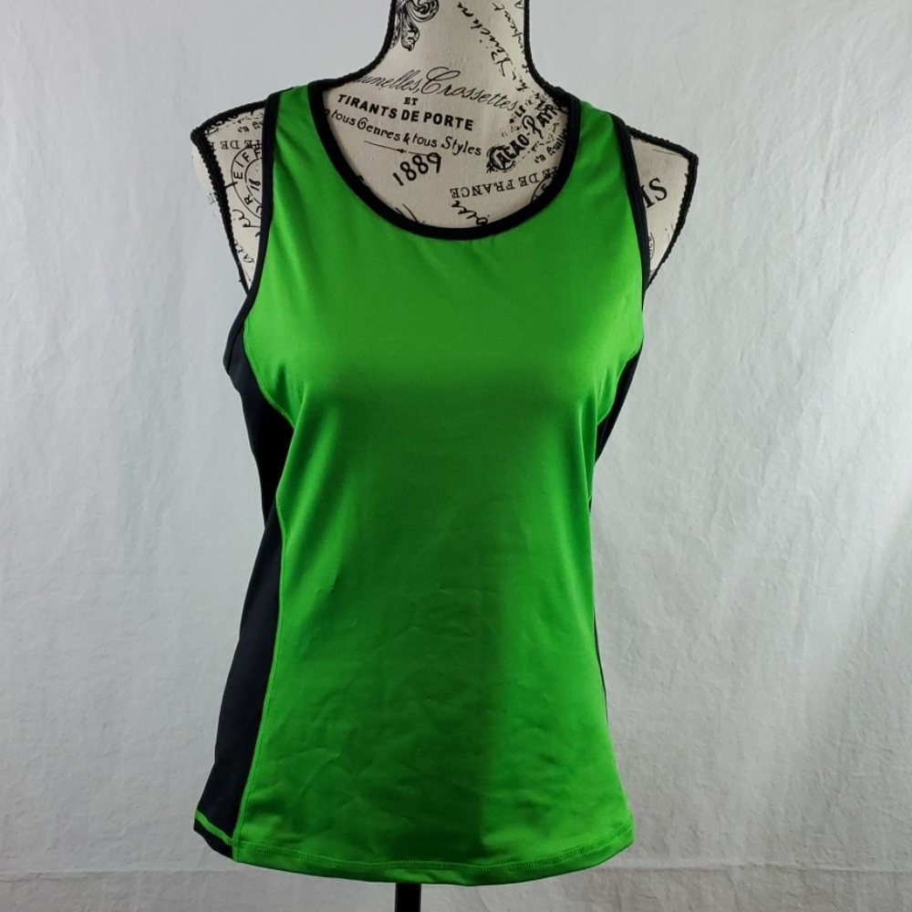 Yoshion Racerback Workout Top Green Black Women's Large